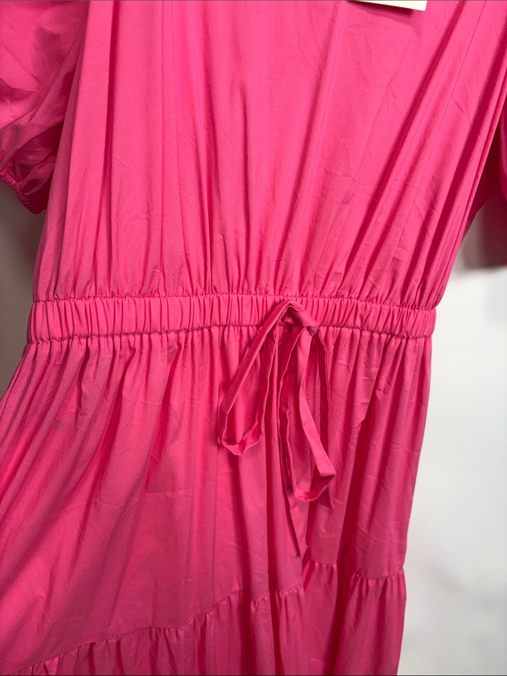 Anne Klein Hot Pink Tiered Maxi Dress with Puff Sleeves - Picture 8 of 14